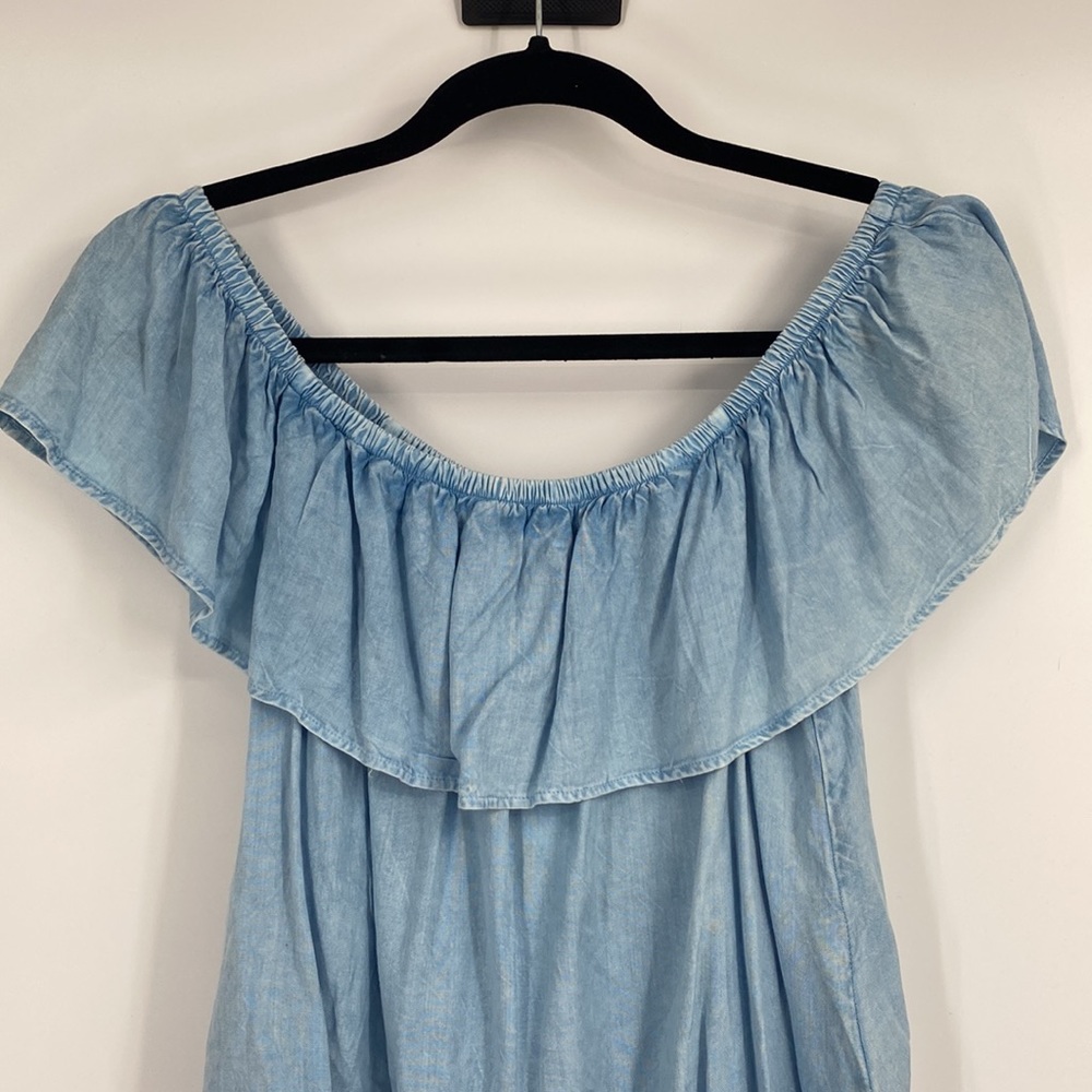 Sim & Sam Blue Off the Shoulder Top - Picture 3 of 8